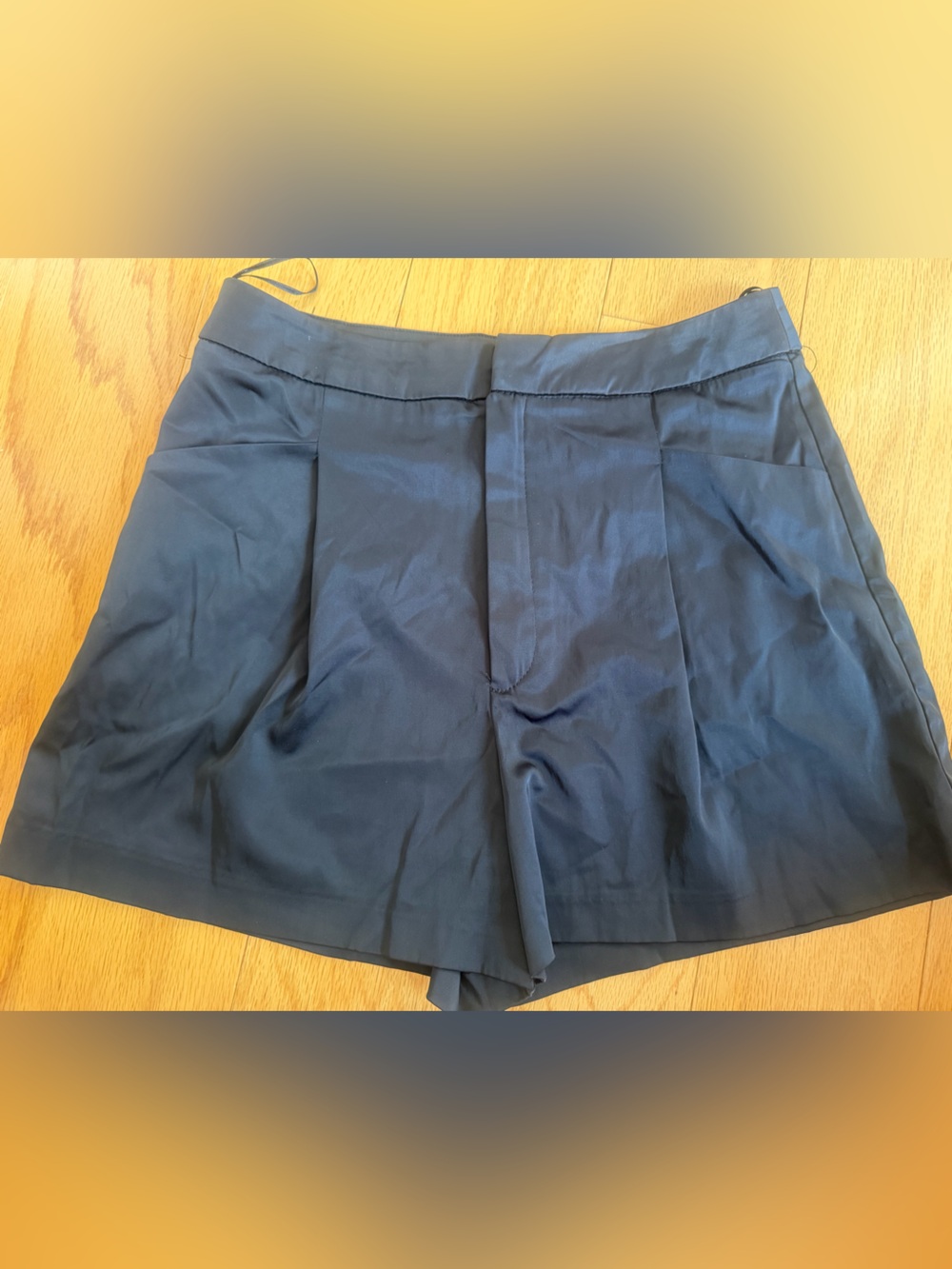 Women's High-Waist Black Satin Dress Shorts